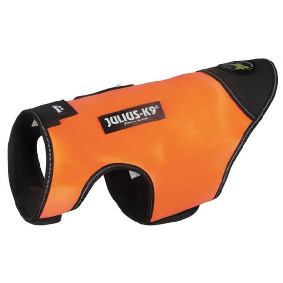 Julius-K9 IDC Neoprene Dog Jacket – Orange and Black, Lightweight Water-Resistant Design
