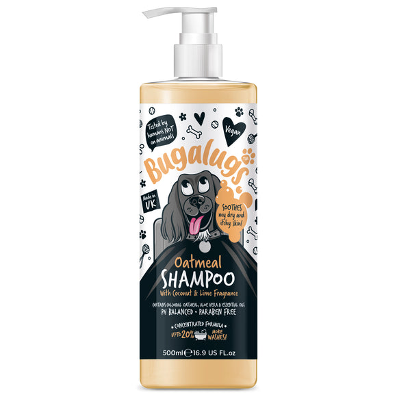 Bugalugs Oatmeal Shampoo – Soothing Concentrated Formula with Oatmeal, 1:10 Dilution, 500ml Bottle