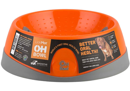 OH Bowl Large 1L – Orange Pet Bowl with Oral Hygiene Support, Durable Design