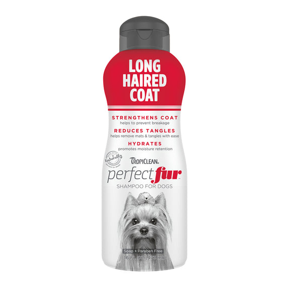 Tropiclean Perfect Fur Long Haired Coat Shampoo 473ml – Nourishing Formula for Silky, Tangle-Free Results