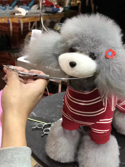 Mr. Jiang Teddy Full Body Replacement Hair – Realistic Gray with White Muzzle, Easy to Attach