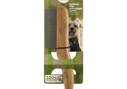 Mikki Bamboo Fine Anti-Tangle Comb – Dense Tooth Spacing with Rotating Pins, Eco-Friendly
