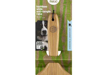 Mikki Bamboo Wide Anti-Tangle Rake – Wide-Tooth Rotating Pin Comb, Eco-Friendly Bamboo Handle