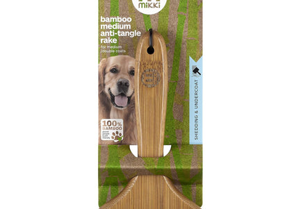 Mikki Bamboo Anti-Tangle Rake – Medium Tooth Spacing, Rotating Pins, Eco-Friendly Design