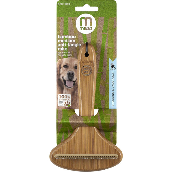 Mikki Bamboo Anti-Tangle Rake – Medium Tooth Spacing, Rotating Pins, Eco-Friendly Design