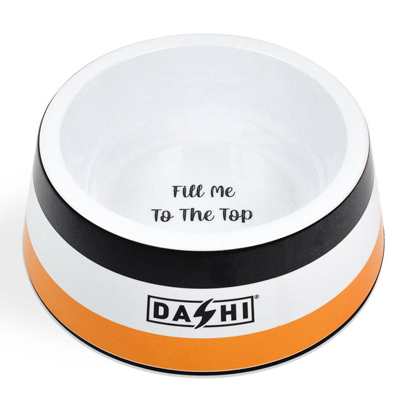 Dashi Stripes Orange & Black Melamine Bowl – Large, Durable, Easy-Clean Pet Feeding Dish