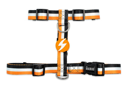 Dashi Stripes Orange & Black Back Harness – Adjustable Guard Harness with Secure Straps, Size S