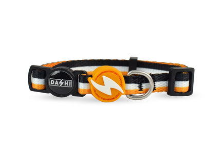 Dashi Stripes Orange & Black Cat Collar – Adjustable Safety Buckle, Soft Nylon Material