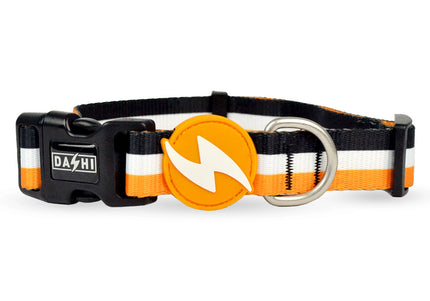 Dashi Stripes Orange & Black Collar – Medium Size, Durable Adjustable Design with Stylish Pattern