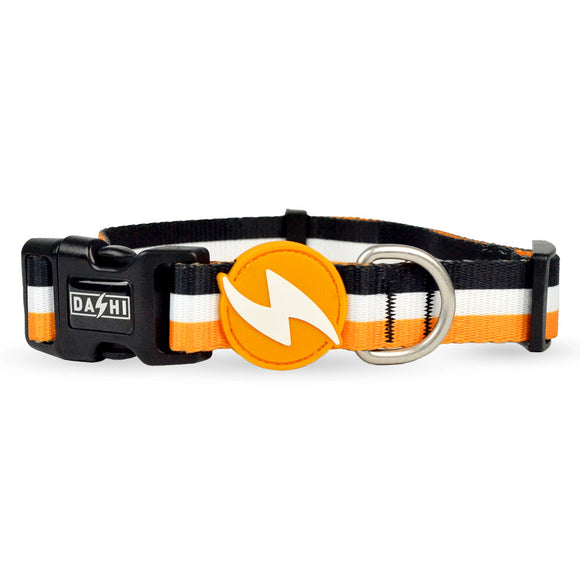 Dashi Stripes Orange & Black Collar – Medium Size, Durable Adjustable Design with Stylish Pattern