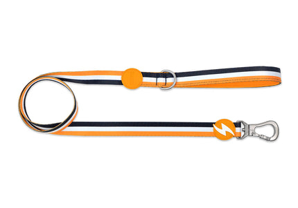 Dashi Stripes Orange & Black Leash 120cm – Urban Tape Design, Large, Durable Clip