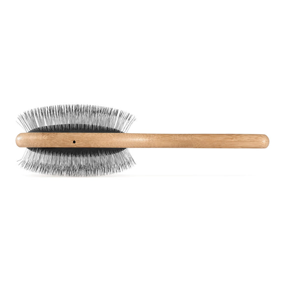 Artero Nature Double Slicker Pin Brush – Double-Sided Bamboo Grooming Tool with Soft and Firm Pins