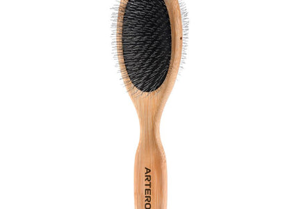 Artero Nature Double Slicker Pin Brush – Double-Sided Bamboo Grooming Tool with Soft and Firm Pins