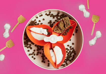 PetDreamHouse SPIN Bougainvillea Bowl Insert – Light Pink Propeller, Interactive Feeding Accessory