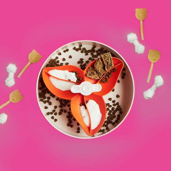 PetDreamHouse SPIN Bougainvillea Bowl Insert – Light Pink Propeller, Interactive Feeding Accessory