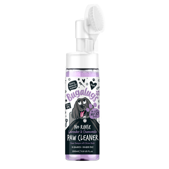 Bugalugs No Rinse Paw Cleaner Foam – Lavender and Chamomile, 200ml, Gentle Cleansing Formula