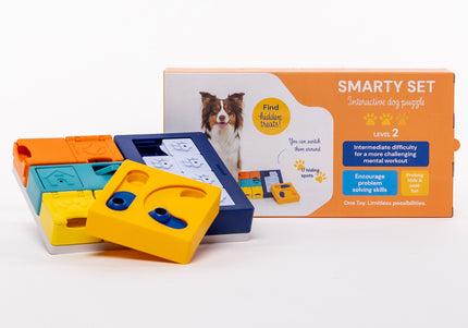 Pawzler Interactive Dog Puzzle Smarty Set – Modular Enrichment Toy, 7-Piece Brain Challenge
