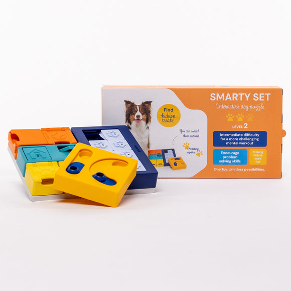 Pawzler Interactive Dog Puzzle Smarty Set – Modular Enrichment Toy, 7-Piece Brain Challenge