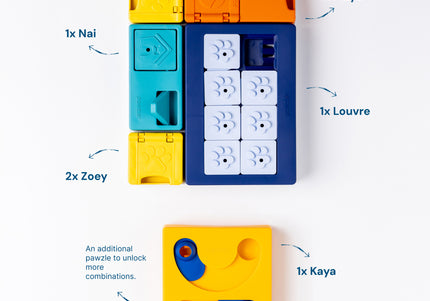 Pawzler Interactive Dog Puzzle Smarty Set – Modular Enrichment Toy, 7-Piece Brain Challenge