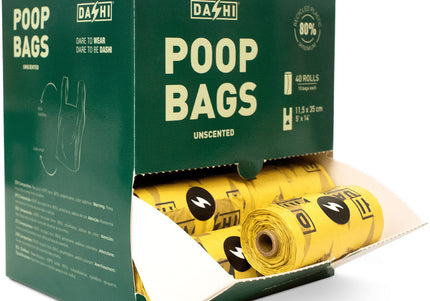Dashi Unscented Biodegradable Poop Bags – 40 Rolls, 11.5x35cm, Eco-Friendly and Durable
