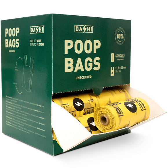 Dashi Unscented Biodegradable Poop Bags – 40 Rolls, 11.5x35cm, Eco-Friendly and Durable