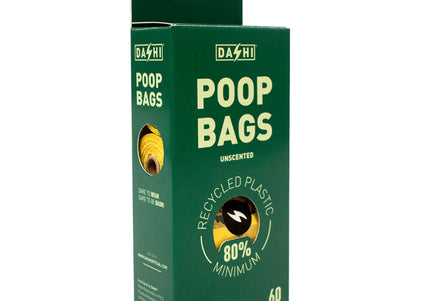 Dashi Unscented Biodegradable Poop Bags – Extra-Strong Waste Bags, 4 Rolls of 15, 11.5x35cm