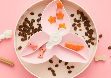PetDreamHouse SPIN Bougainvillea Bowl Insert – Light Pink Propeller, Interactive Feeding Accessory