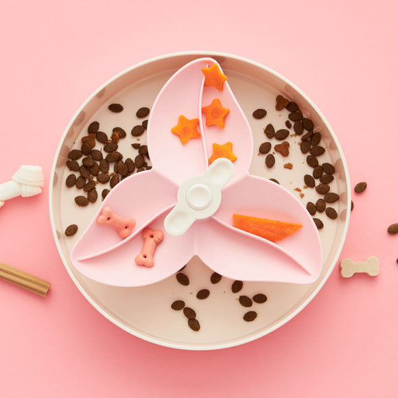 PetDreamHouse SPIN Bougainvillea Bowl Insert – Light Pink Propeller, Interactive Feeding Accessory