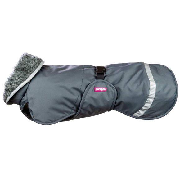 Perus Pomppa Harness-Ready Winter Dog Jacket – Graphite Gray, Insulated, Size 56