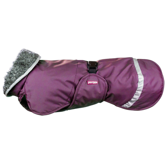 Perus Pomppa Plum Winter Dog Jacket – Harness-Ready, Insulated, Size 34