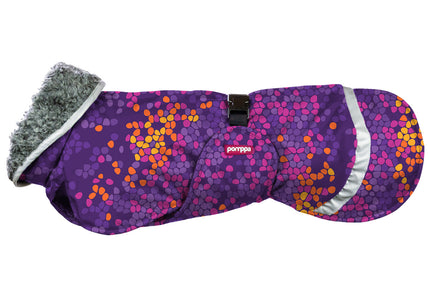 Perus Pomppa Cosmos Winter Dog Jacket – Purple Multicolor, Insulated, Size 40