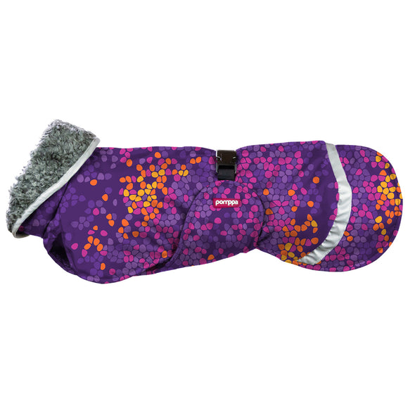 Perus Pomppa Cosmos Winter Dog Jacket – Purple Multicolor, Insulated, Size 40