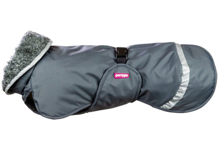 Perus Pomppa Graphite Winter Dog Jacket – Gray, Insulated, Water-Resistant, Size 80