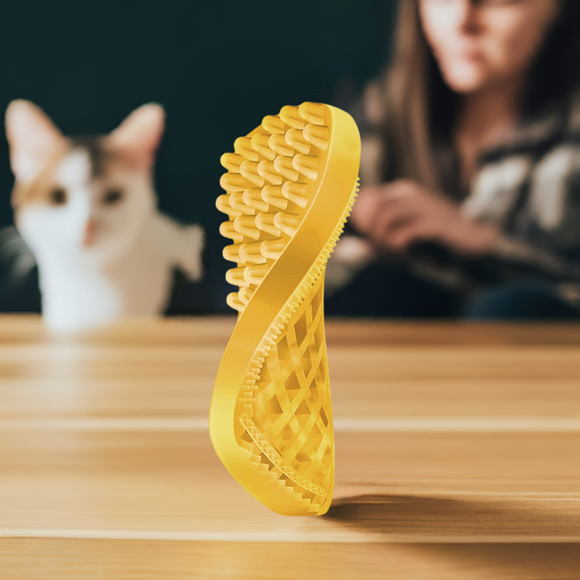 Pet+Me Medium Silicone Brush Yellow – Versatile Gentle Grooming Tool for All Fur Types