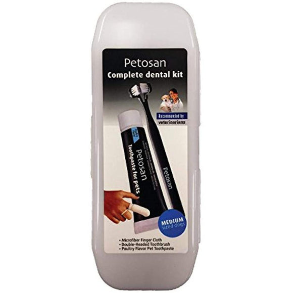 Petosan Complete Dental Kit – Toothbrush, Toothpaste, Cleaner, Medium Size, Effective Oral Care
