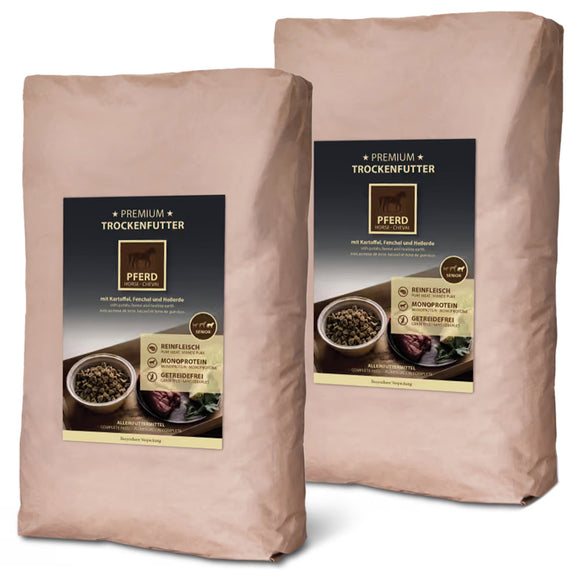 Escapure Premium Senior Pferd Dog Food – Oven-Baked Horse Meat, High-Quality Nutrition, 2x12kg