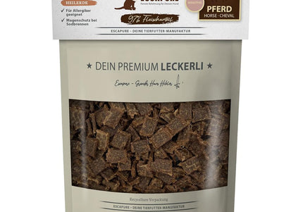 Escapure Fleckerl Pferd Natural Dog Treats – Horse Meat Noodle Bites with Healing Clay, 150g