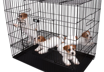 Show Tech Puppy Play Pen Large 122x122x81cm – Adjustable Double-Bottom Cage, Spacious Secure Design