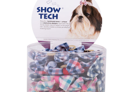 Show Tech Vintage Grooming Bows – Handmade Elastic Decorative Set, 50 Pieces