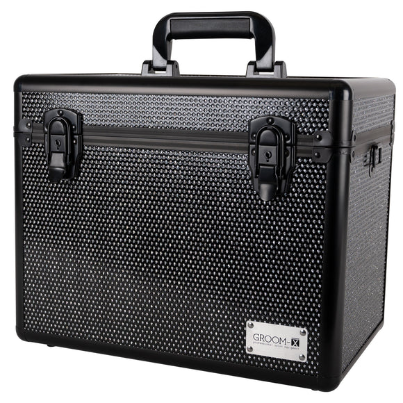 Show Tech Groom-X Sparkling Case Black – Durable Grooming Tool Organizer with Glitter Finish
