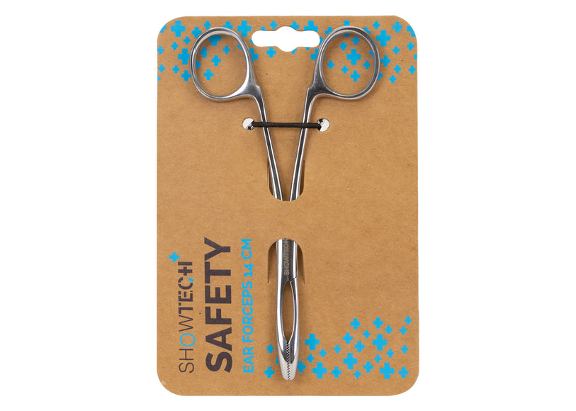 Show Tech Safety Ear Forceps 14cm – Straight Stainless Steel Tool with Non-Slip Grip