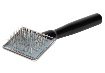 Yento Show Coat Slicker Brush – Long Wooden Handle, Medium, Professional Grooming Tool