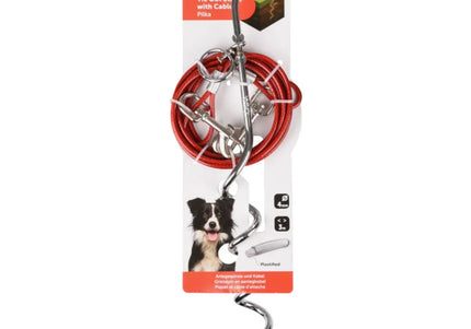 Flamingo Tie Out Stake Ball 46cm – Metal Ground Stake with 3m Steel Training Rope, Durable Design