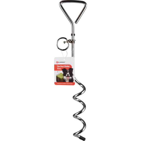 Flamingo Pina Tie Out Stake 41cm – Heavy-Duty Metal Anchor, Secure Outdoor Restraint