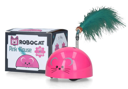 Robocat Interactive Cat Mouse Toy – Motion Sensor, Feather, Madnip Accessory, Pink