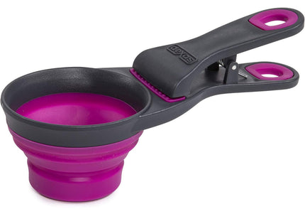Dexas Collapsible KlipScoop 3in1 Small 118ml – Foldable Food Scoop with Bag Clip, Fuchsia