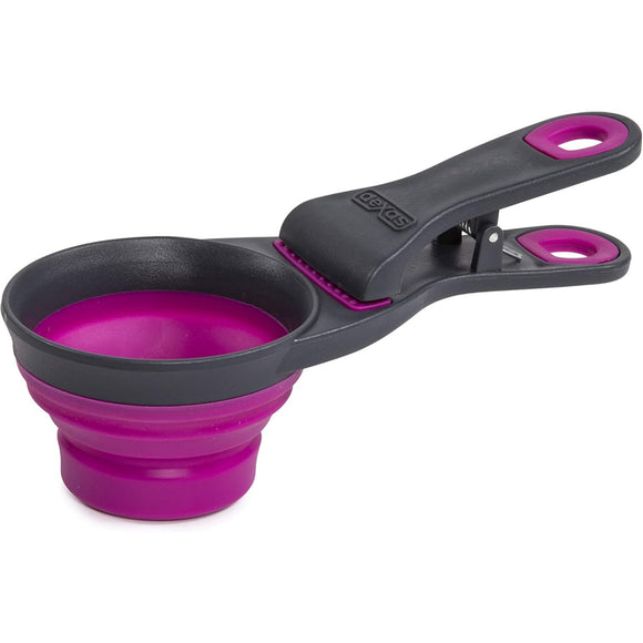 Dexas Collapsible KlipScoop 3in1 Small 118ml – Foldable Food Scoop with Bag Clip, Fuchsia