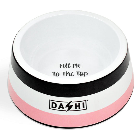 Dashi Stripes Pink & Black Melamine Bowl – Small, Durable, Easy-Clean Pet Dish