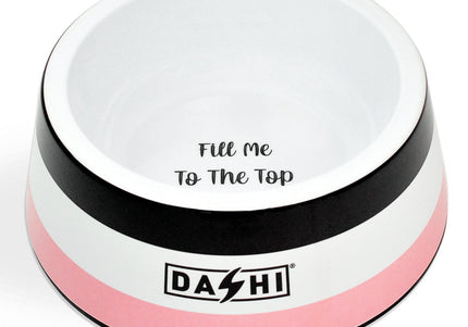 Dashi Stripes Pink & Black Melamine Bowl – Small, Durable, Easy-Clean Pet Dish