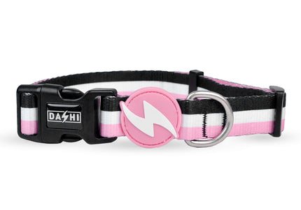 Dashi Stripes Pink & Black Collar – Large Size, Durable Striped Design, Adjustable Fit